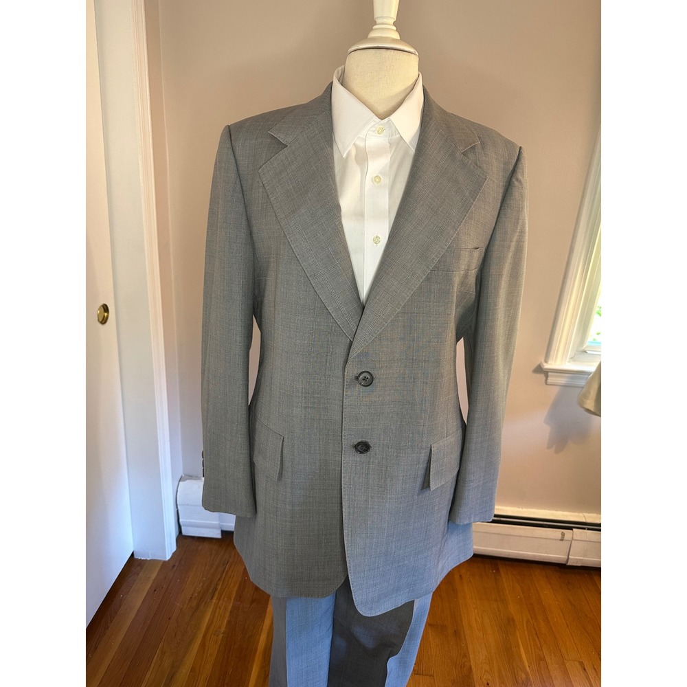 Vintage Christian Dior Monsieur Gray Glen Plaid Suit Wallachs 2 Piece Set 40R